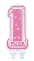 candelina rosa n.1 buon compleanno rosa