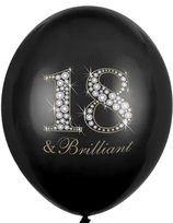 Palloncino in Lattice 12" Nero con Stampa N.18 "Brilliant" 6pz
