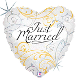 Palloncino in Foil 18" Cuore Filigree "Just Married"