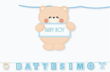Kit scritta Maxu Battesimo Teddy Celeste 600cm