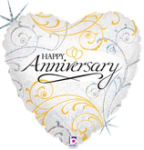 Palloncino in Foil 18" Cuore Filigree "Happy Anniversary"