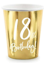 Bicchiere Carta Oro 18anni "18th Birthday" 6pz