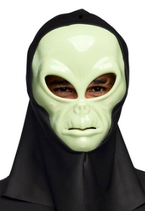 Maschera Alien Glow in the Dark con cappuccio 1 pz