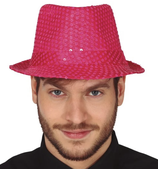 Cappello da gangster con paillettes colore rosa