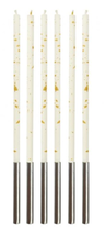 Candelina Stelo 17cm Bianca con Schizzi Oro