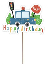Cake Topper Happy Birthday Polizia "Police" 21cm