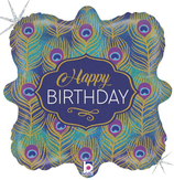 Palloncino in Foil 18" Junior Shape Happy Birthday "Peacock Birthday"