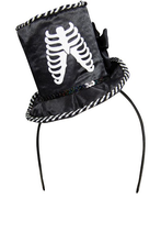 Tiara cappello nero con scheletro 1 pz
