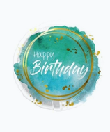 PALLONCINO MYLAR 18" 45CM BIRTHDAY WATERCOLOR AQUA