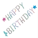 Festone Sirena "Happy Birthday" Iridescente 2,7mt