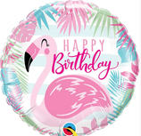 Palloncino in Foil 18" Fenicottero Rosa Happy Birthday "Pink Flamingo