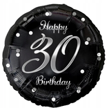PALLONCINO IN FOIL 18" HAPPY BIRTHDAY "BLACK & silver"