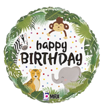 PALLONCINO IN FOIL 18" HAPPY BIRTHDAY "JUNGLE BIRTHDAY" CON POIS