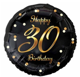 Palloncino in Foil 18" Happy Birthday "Black & Gold"