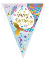 Festone Bandierina Sirena "Happy Birthday" 3,9mt