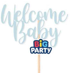 MINI CAKE TOPPER CELESTE SAGOMATO "WELCOME BABY"