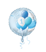 PALLONCINO MYLAR - FOIL "1° COMPLEANNO" AZZURRO - con palloncini