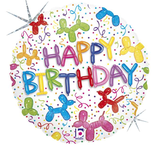 Palloncino in Foil 18" Happy Birthday Cane "Balloon Dog
