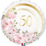 Palloncino in Foil 18" 50° Anniversario Oro con Fiori