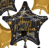Palloncino in Foil 19" Stella Nera Happy New Year