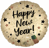 Palloncino in Foil 18" Oro Satinato con Coriandoli "Happy New Year"