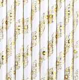cannucce di carta bianche con fiori oro