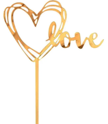Cake topper in acrilico Love, oro, 13x10 cm