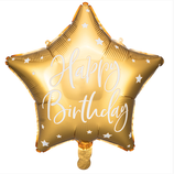 Palloncino in Foil 16" Stella Oro "Happy Birthday"