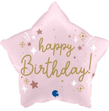 Palloncino in Foil 18" Stella Rosa "Happy Birthday"