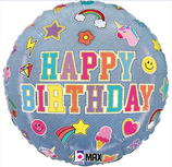 Palloncino in Foil 18" Happy Birthday effetto Jeans