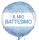Palloncino in Foil 18" Celeste con Stelle e Pois "Il Mio Battesimo"