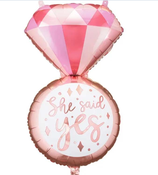Palloncino in Foil 37" Super Shape Anello con Diamante "She Said Yes"