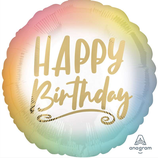 PALLONCINO IN FOIL 18" HAPPY BIRTHDAY MULTICOLOR OMBRE E ORO