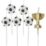 candeline palloni da calcio e coppa