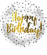 PALLONCINO BIANCO CON POIS NERI "HAPPY BIRTHDAY"