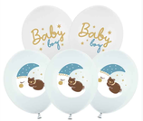 Palloncino in Lattice 12" Orsetto su Luna Celeste "Baby Boy" 6pz