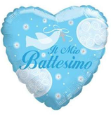 Palloncino in Foil 36" Jumbo Cuore Celeste "Il Mio Battesimo