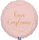 PALLONCINO IN FOIL 18" BUON COMPLEANNO ROSA CON SCRITTA ORO