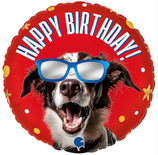 Palloncino in Foil 18" Happy Birthday Cane con Occhiali "Cool Dog"