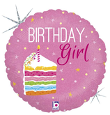 PALLONCINO IN FOIL 18" HAPPY BIRTHDAY GIRL "BIRTHDAY CAKE"