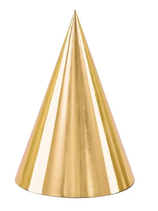 Cappellino a Cono Oro Metallizzato 6pz