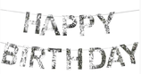 Festone Happy Birthday con Frange Argento 2mt