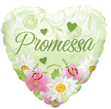 Palloncino in Foil 18" Cuore Promessa con Gigli