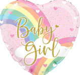 Palloncino in Foil 18" Cuore Rosa con Arcobaleno "Baby Girl"
