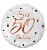 PALLONCINO IN FOIL 18" HAPPY BIRTHDAY "white e rose gold"