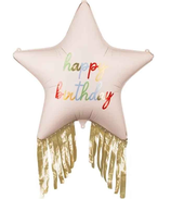 Palloncino in Foil 30" Super Shape Stella con Frange "Happy Birthday"