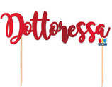 Cake Topper Rosso Metallizzato Sagomato "Dottoressa" 14cm