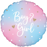 Palloncino in Foil 18" Gender Reveal "Boy or Girl?" con glitter oro