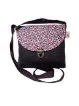 Sac bandoulière bicolore enduit  fleurette