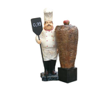 RI9B11 Koch Figur mit Tafel und Döner Deko Garten Werbe Gastro Figur